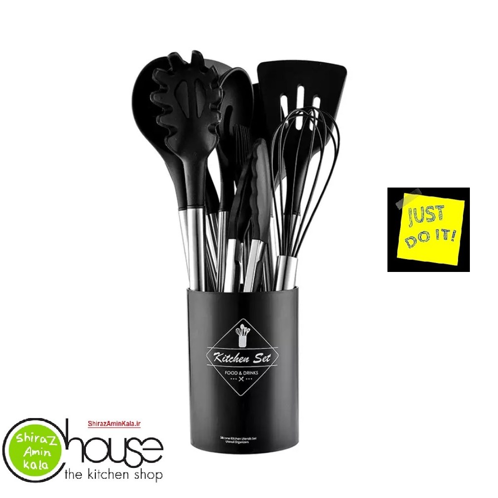 سرویس کفگیر و ملاقه سیلیکونی 12 پارچه Kitchenware Set استیل