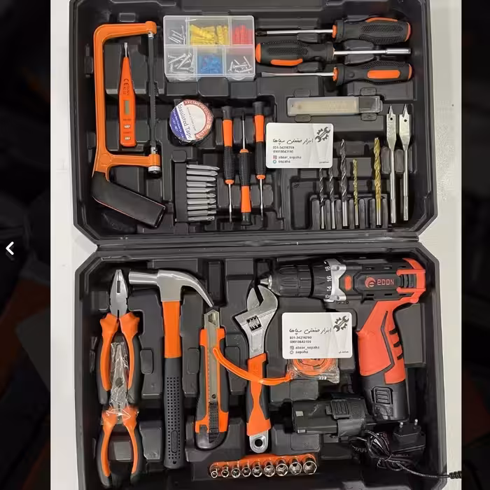 جعبه ابزار و دریل شارژی ادون