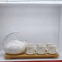 سرویس چای خوری سرمیکی 6 نفره طرح ماربل