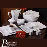 سرویس چینی غذاخوری 133پارچه تقدیس طرح آزاده 18نفره فلت