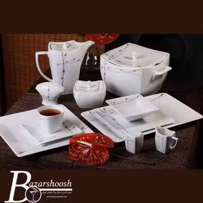 سرویس چینی غذاخوری 133پارچه تقدیس طرح آزاده 18نفره فلت