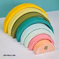 پازل رنگین کمان چوبی صورتی زرد اوپس کد P/1400610/C
