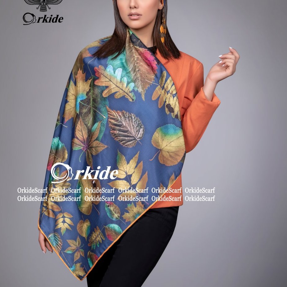 روسری ابریشم گارزا آبی