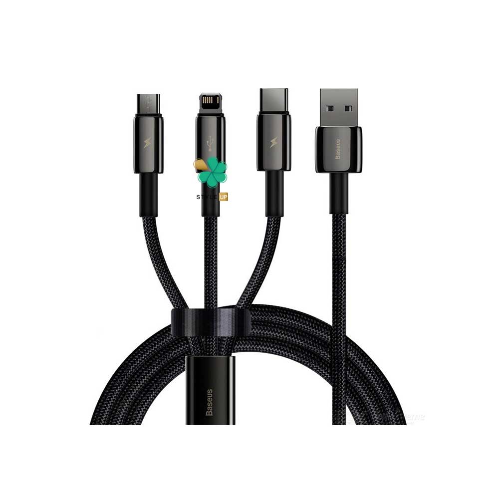 کابل شارژ تایپ سی، لایتنینگ و میکرو بیسوس مدل Baseus Tungeston Gold CAMLTWJ-01