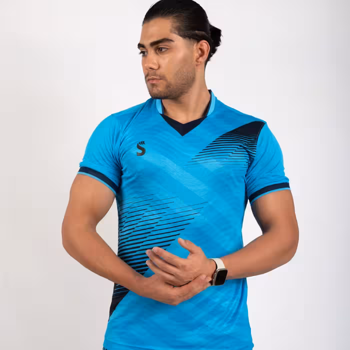 پیراهن شورت مدل تورنادو آبی فیروزه ای/مشکی کد 2230 سینا اسپرت