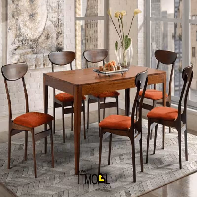 میز ناهارخوری یک تکه پایه گردو مدل DT11 - با 2 سال ضمانت