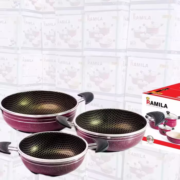 خرید و قیمت سرویس تابه زنبوری دو دسته - تو لیدی سرویس تابه زنبوری -nonstick cookware factory