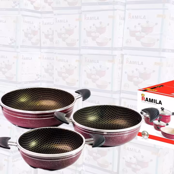 خرید و قیمت سرویس تابه زنبوری دو دسته - تو لیدی سرویس تابه زنبوری -nonstick cookware factory