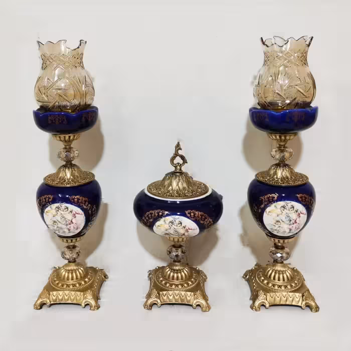 لاله شمعدونی پایه برنجی جفت (پس کرایه)