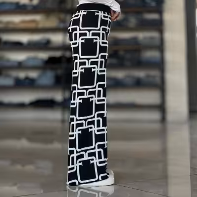 شلوار بافت طرح دار