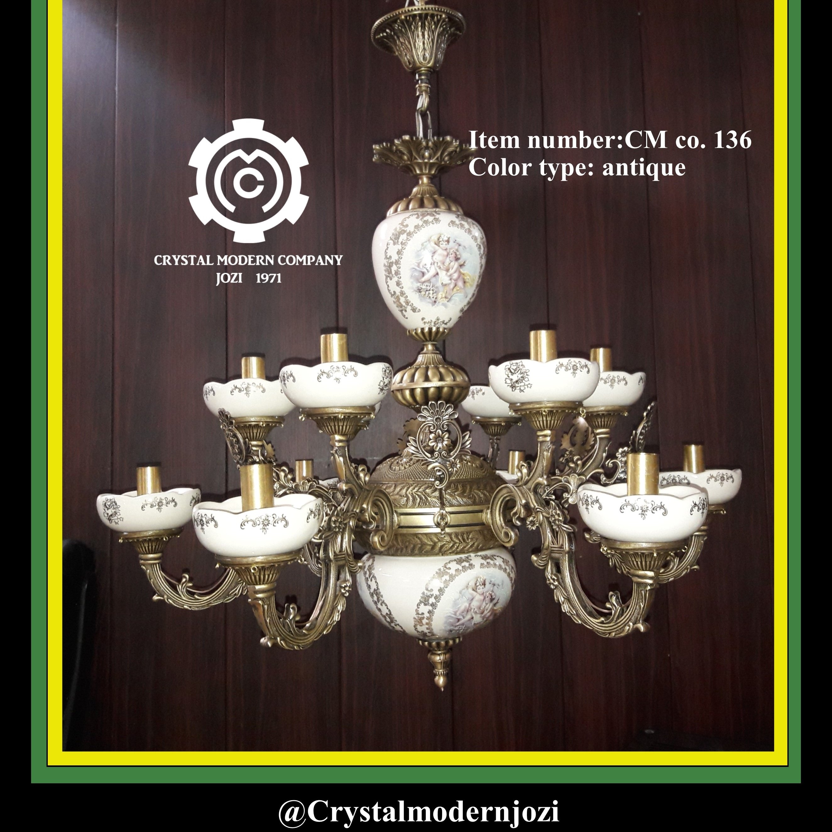 لوستر برنجی شاخه دوگل دایکاست آنتیک (پس کرایه)