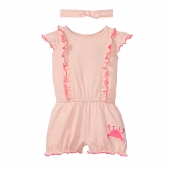 ست سرهمی (رامپر) و هد بند  لوپیلو  نخ پنبه 2 تا 6 ماه