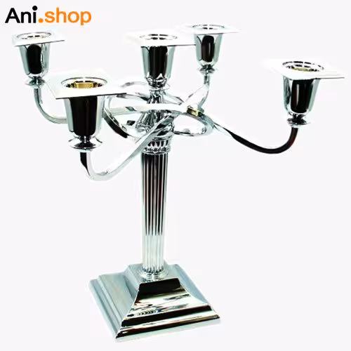 شمعدان پنج شاخه نقره ای مدل UN-3899 کد 180