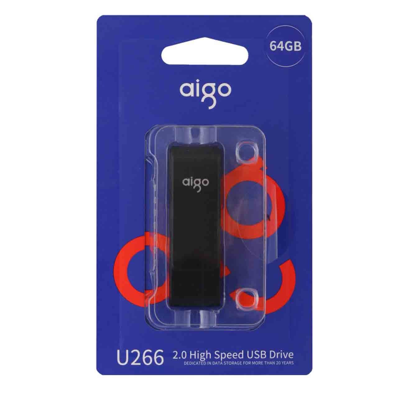 فلش aigo U266 -64GB  رنگ مشکی (گارانتی مادام رایاناب) 