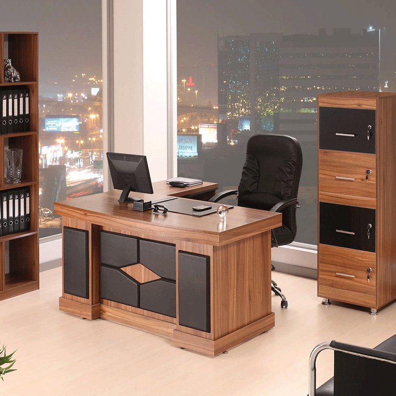 میز مدیریت کتابخانه و فایل چهارکشو از جنس ملامینه