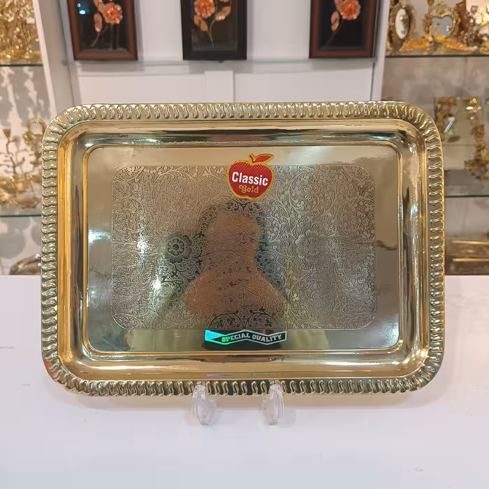 سینی پذیرایی ورق برنجی وارداتی کیفیت درجه یک طرح گل 