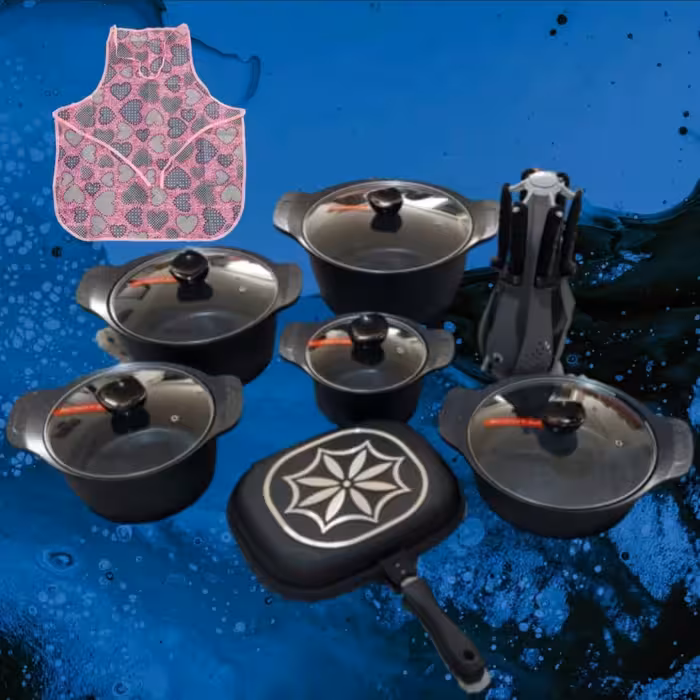 سرویس قابلمه 20 پارچه زینو رنگ مشکی دارای یک سال گارانتی 