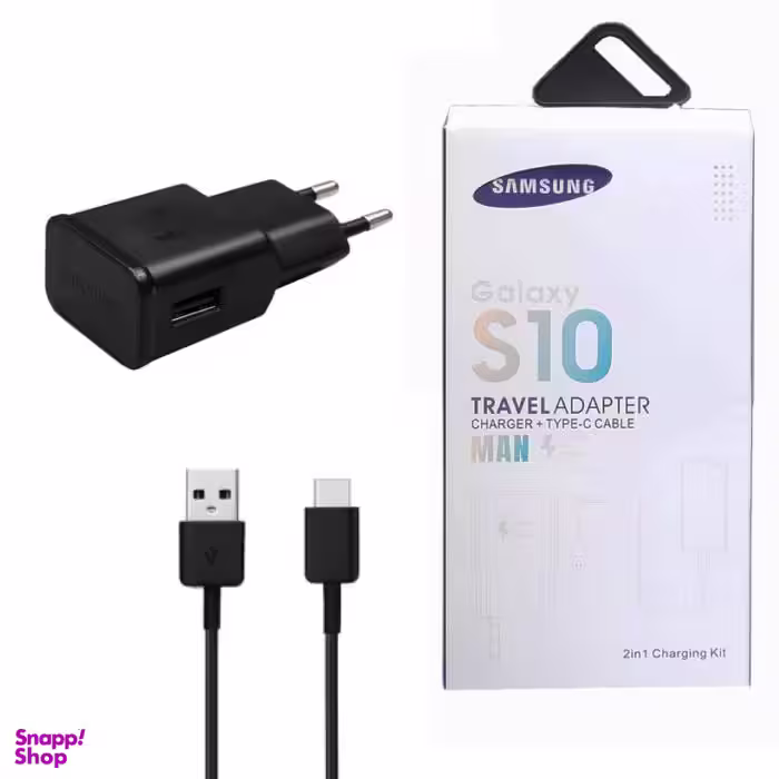 شارژر دیواری فست تک پورت سامسونگ مناسب S10 همراه کابل شارژ Type-C