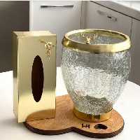 سطل و جا دستمال کاغذی شیشه ای فوق العاده زیبا در 4 رنگ