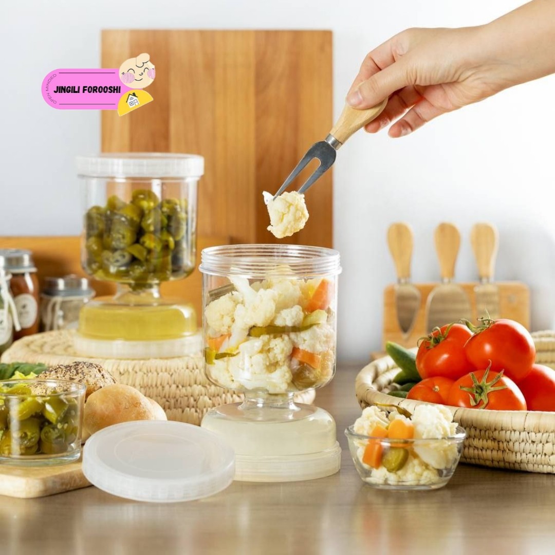 ظرف نگهدارنده ترشیجات و لبنیات ساعت شنی 

