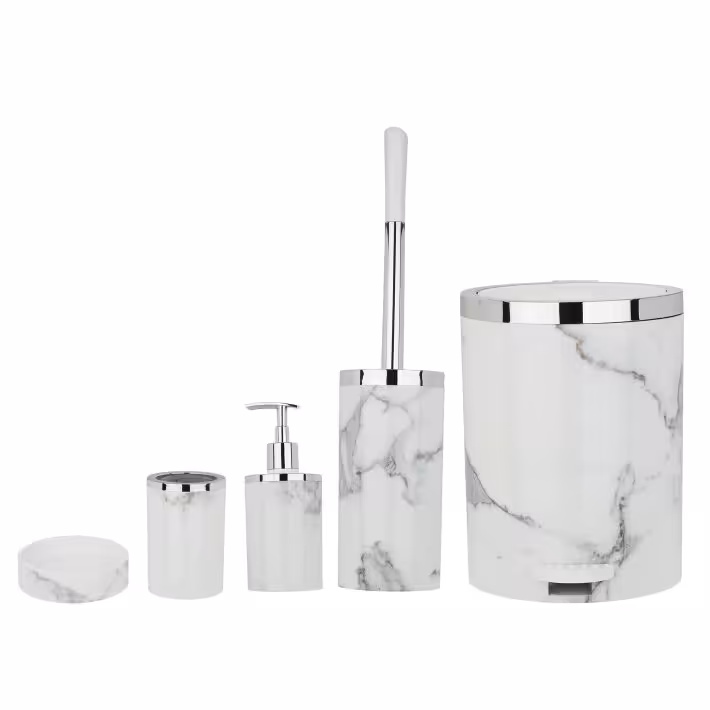 ست سرویس بهداشتی روشا ماربل سفید کروم