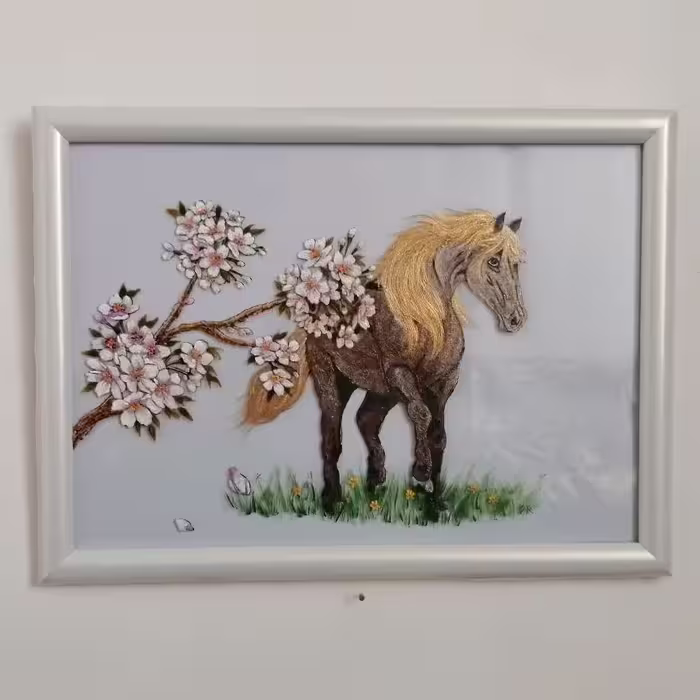 تابلو نقاشی ویترای، طرح اسب دوست داشتنی