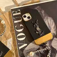 قاب آیفون 12 GOLD YSL با آویز موجود برای تمام مدل های آیفون