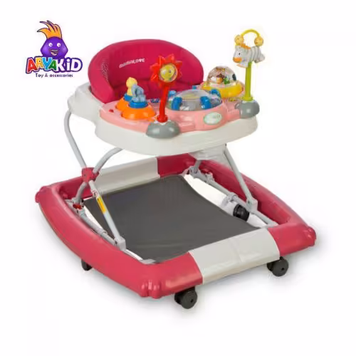 روروک کودک مامالاو جزیره موزیکال چراغدار دو کاره نی نی لای لای شو  رنگ سرخابی صورتی    mamalove baby walker pink