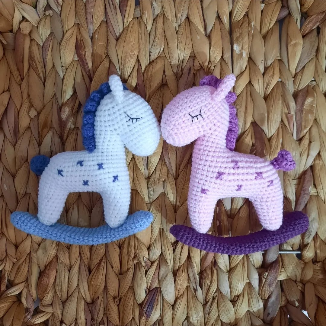 عروسک بافتنی راکر اسب قد ابعاد حدود 14 در 12