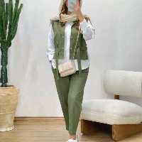 سه تیکه وست و شومیز و شلوار کتان کش