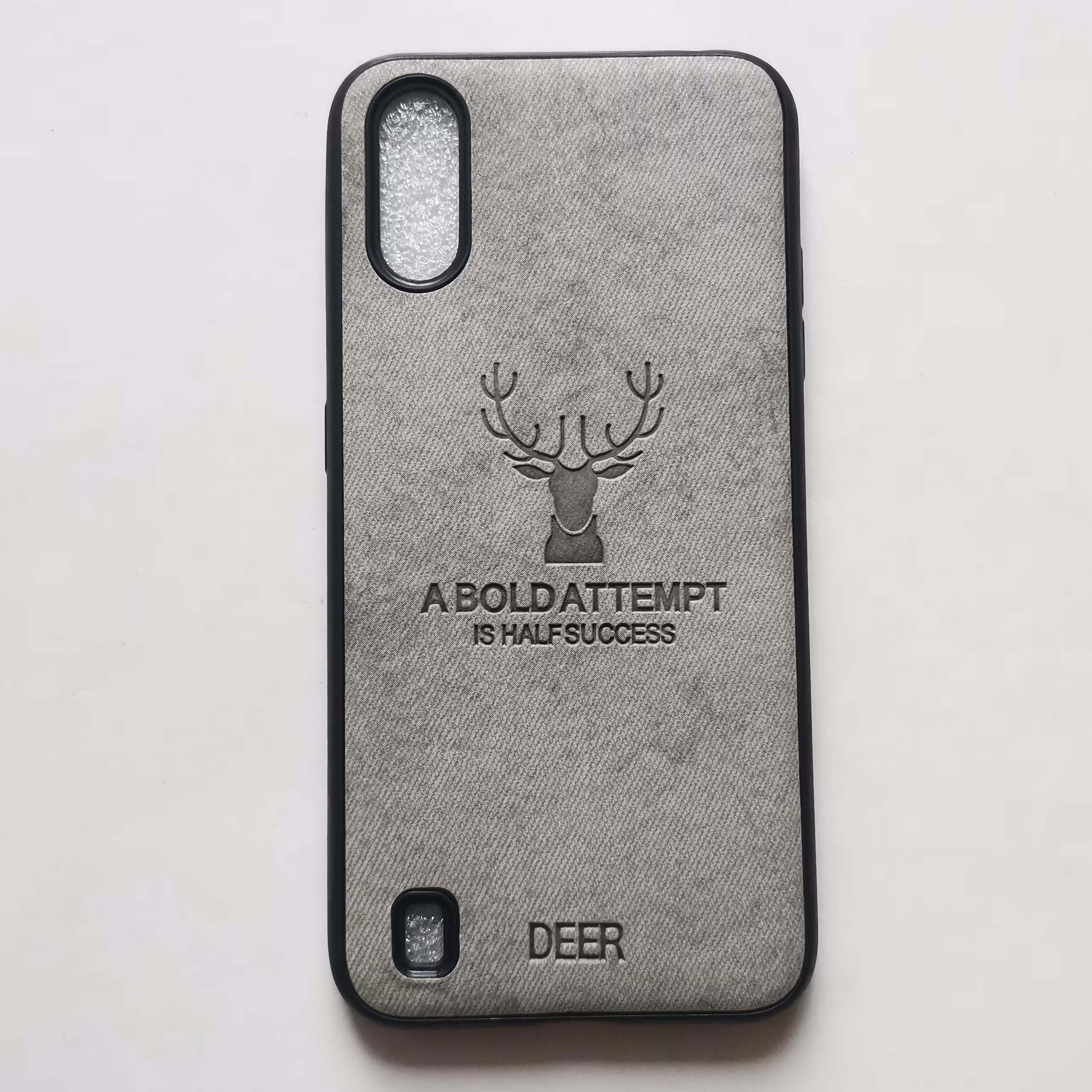 قاب طرح پارچه ای ژله ای گوزنی خاکستری گوشی سامسونگ A01 