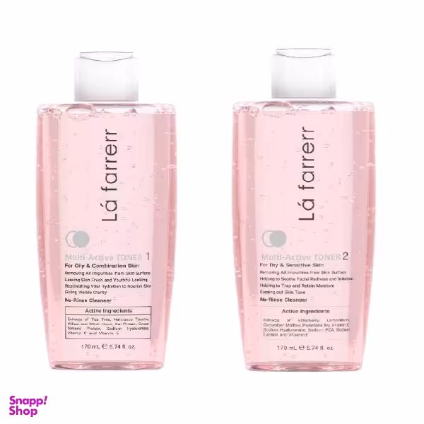 تونر پاک کننده صورت لافارر(Lafarrerr)مدل Multiactive Toner1 حجم 170 میلی لیتر+تونر پاک کننده صورت مدل Multiactive Toner2