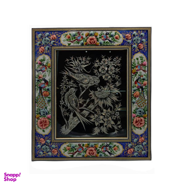 تابلو خاتم کاری طرح گل و مرغ کد 021