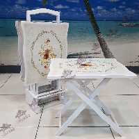 میز عسلی تاشو چمدانی چوبی معرق استخوانی مدل سزار