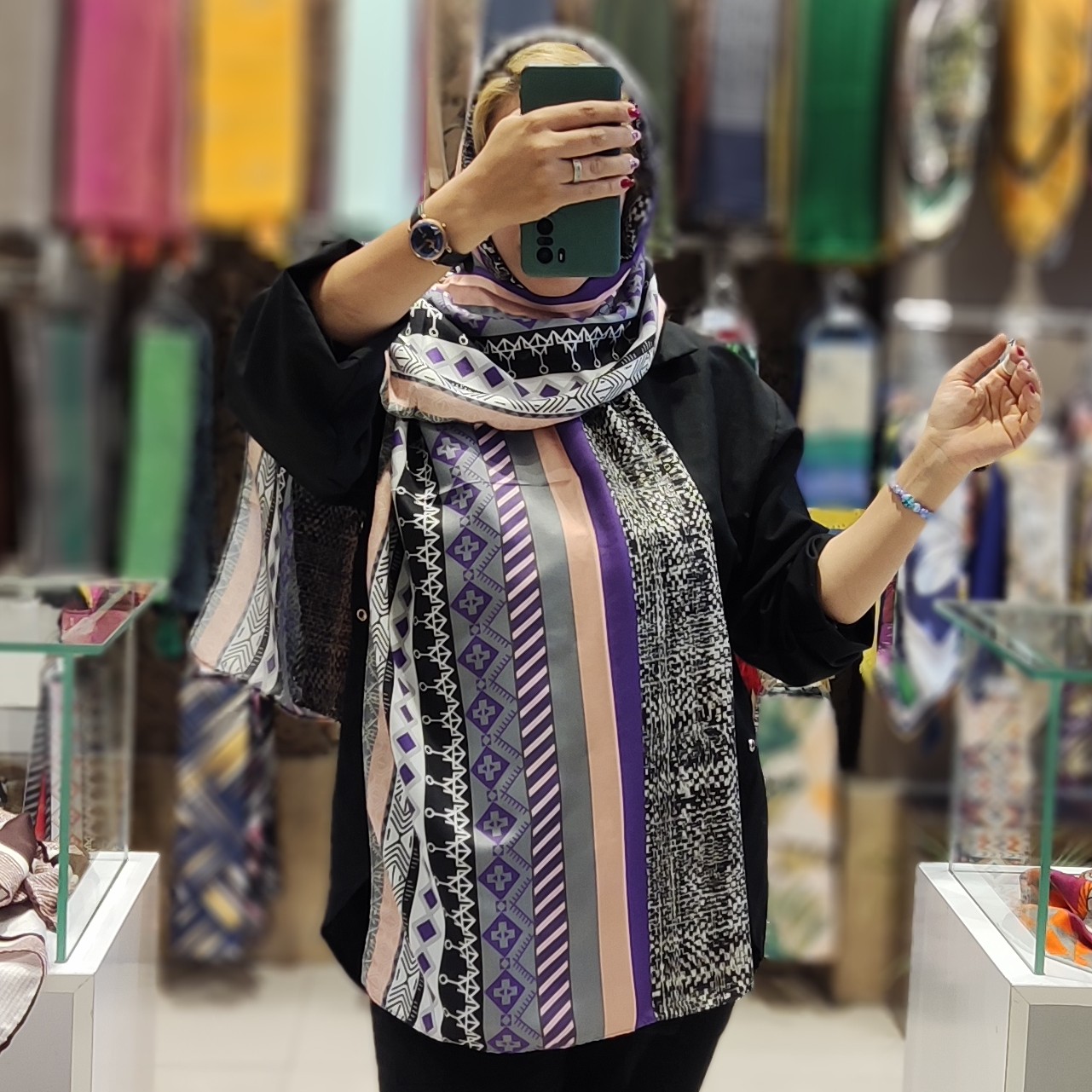 شال نخی رنگی تابستانی