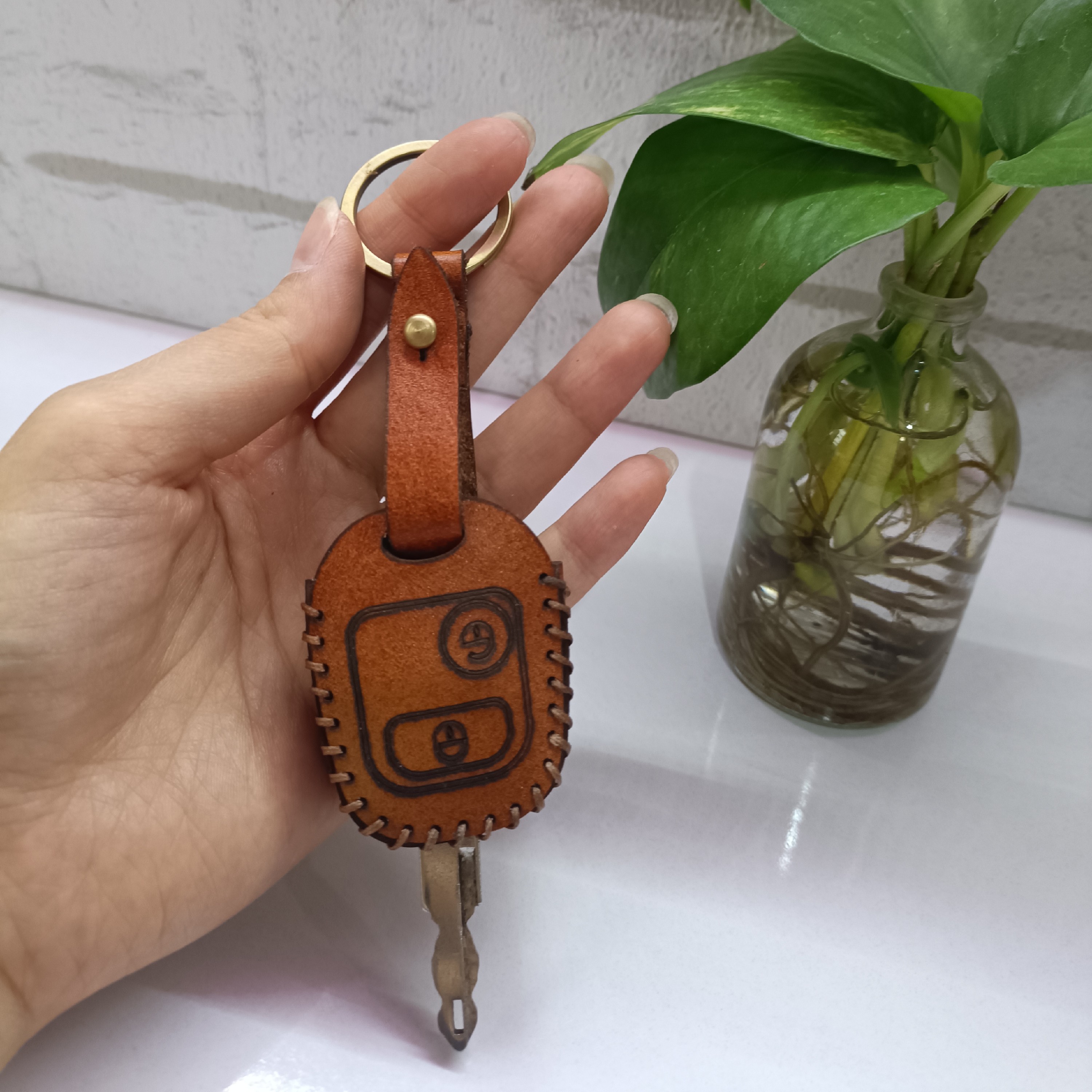 کاور سوییچ چرمی خودرو سواری 206 چرم گاوی دستدوز