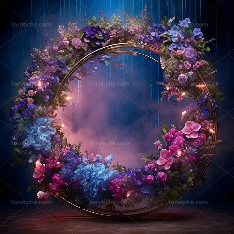 بک دراپ عکاسی عروس و داماد با گلهای رنگی | گرافیک با طعم تربچه