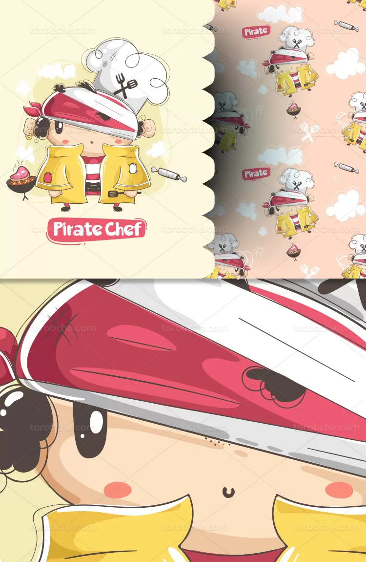 وکتور لوگو سرآشپز دزد دریایی | گرافیک با طعم تربچه