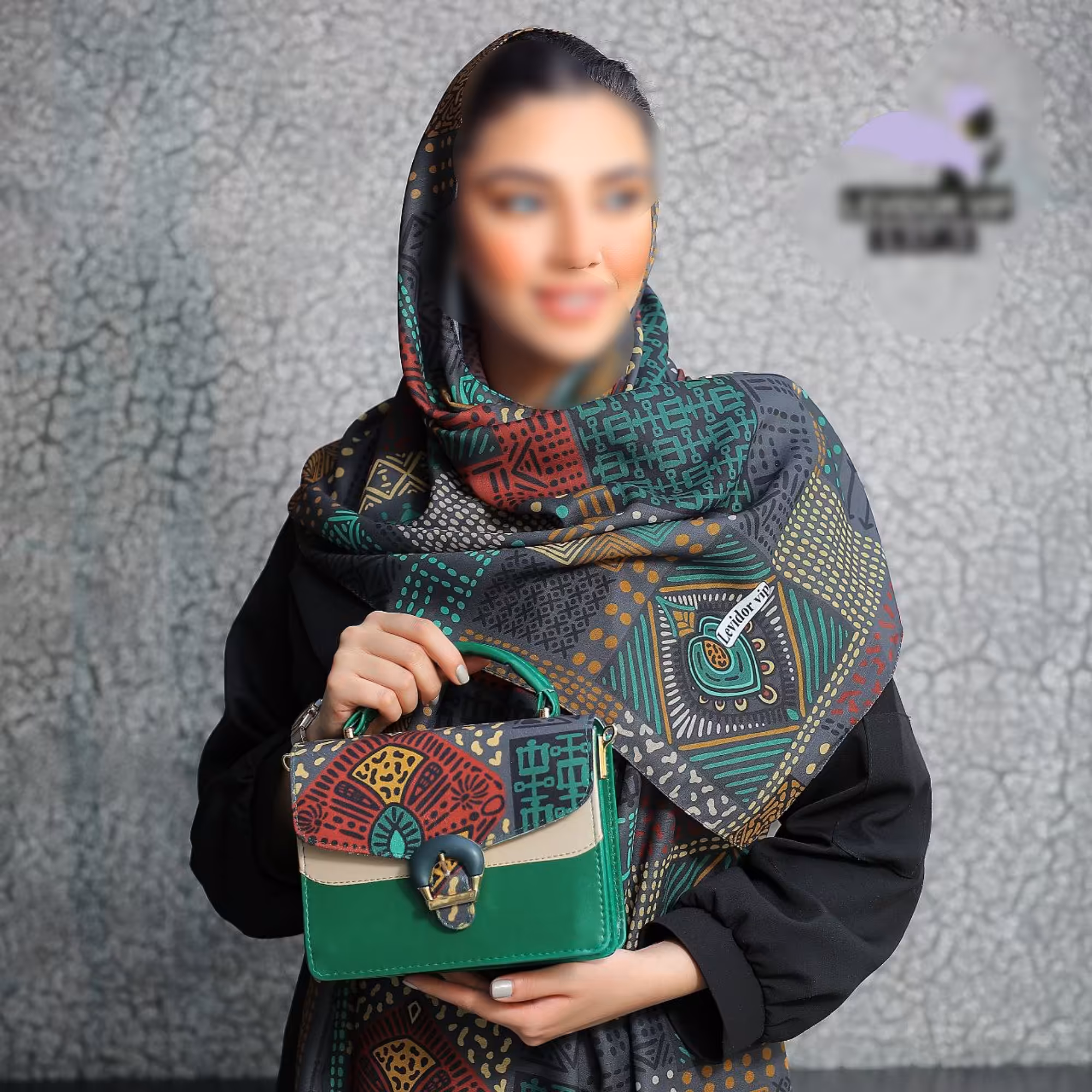 ست شال وکیف سبز 