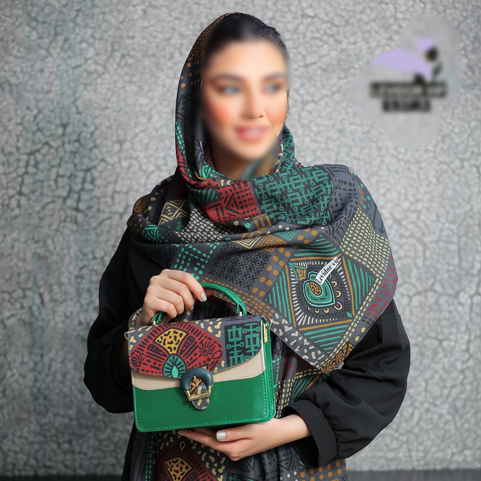 ست شال وکیف سبز 
