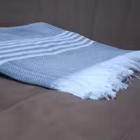 حوله دستبافت حمام طرح چپر رنگ خاکستری