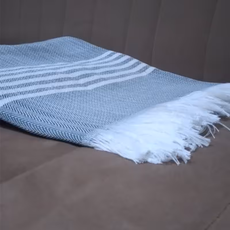 حوله دستبافت حمام طرح چپر رنگ خاکستری