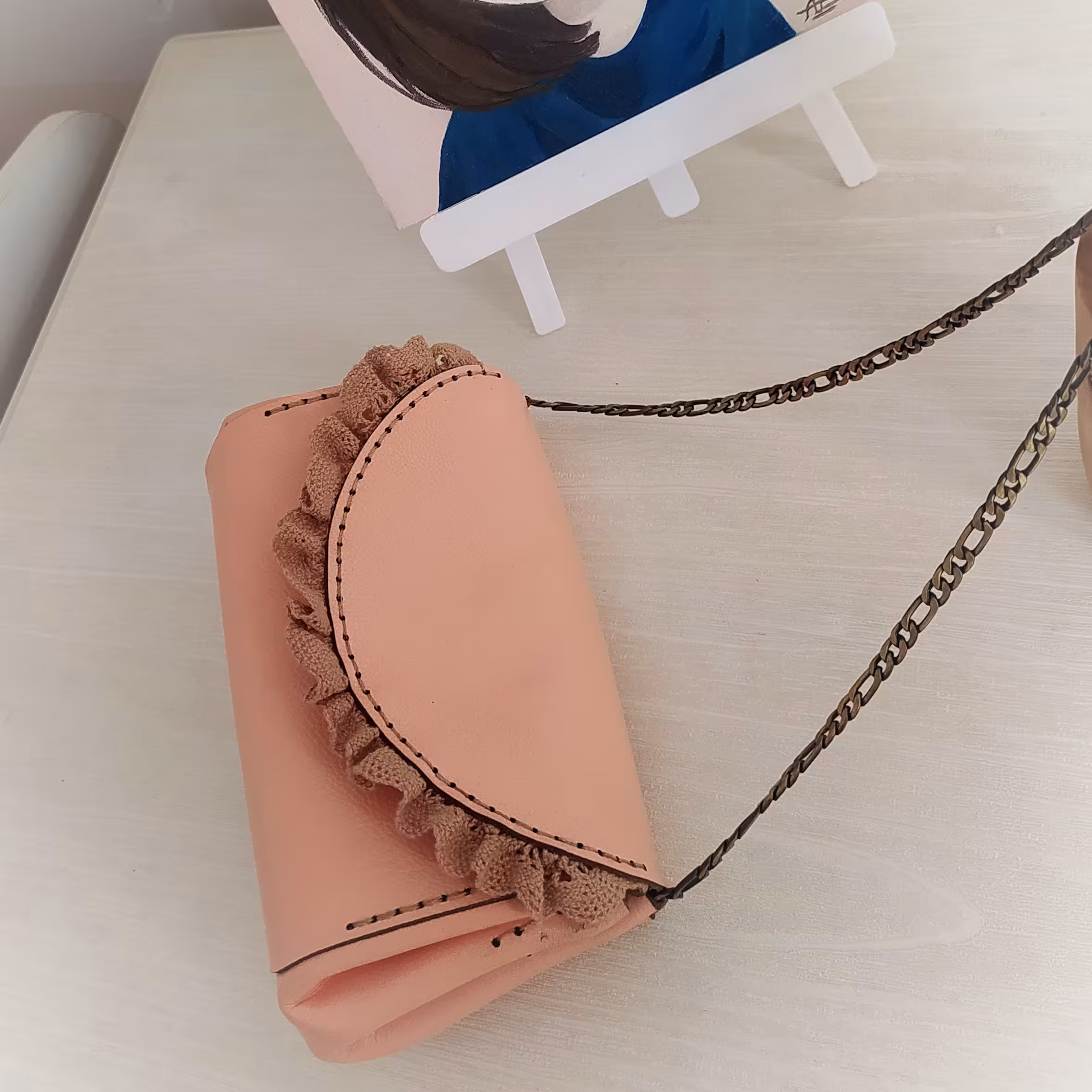 کیف مینی چرم طبیعی دست دوز 