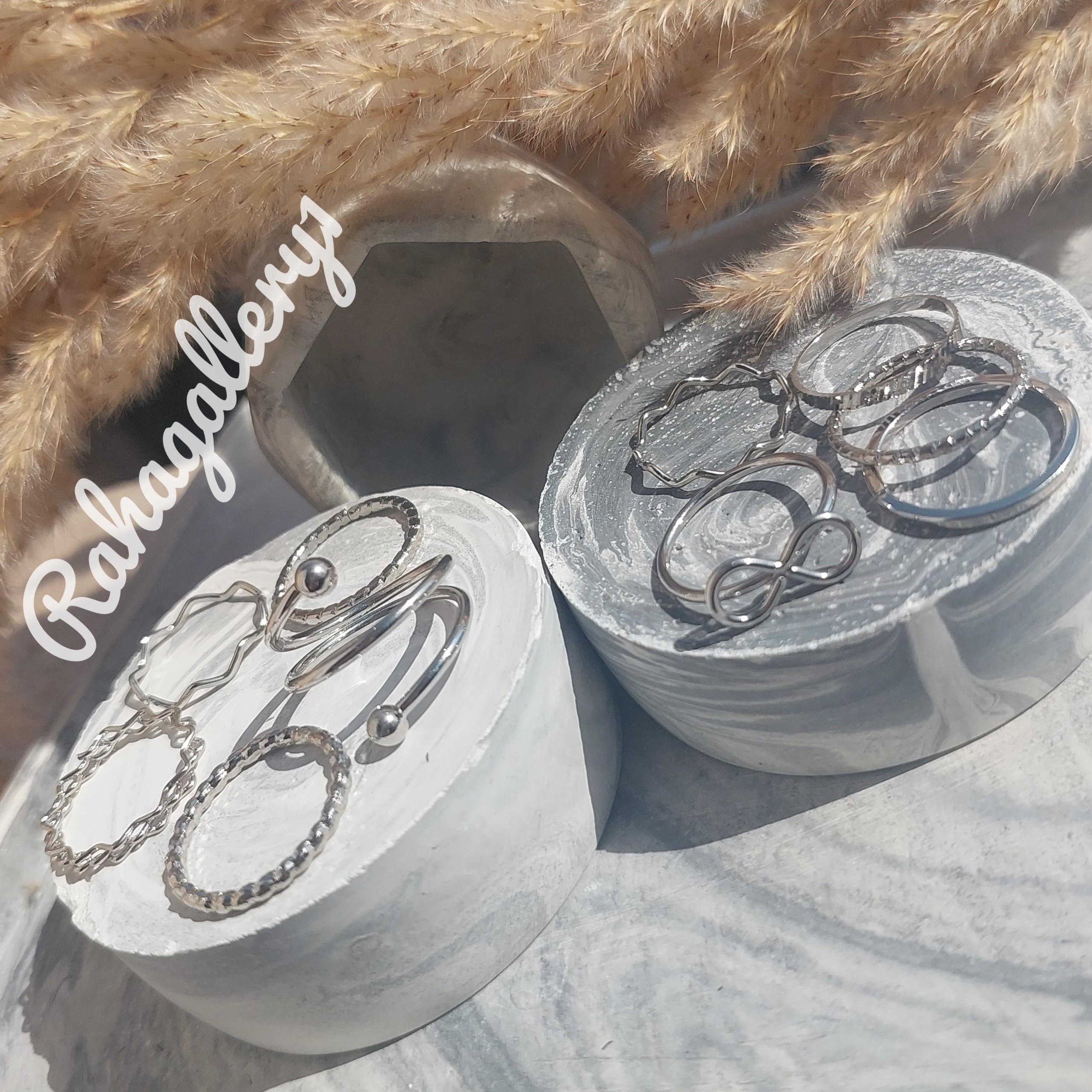 پک انگشتر 10 عددی رنگ نقره ای مناسب هر سایز انگشتی