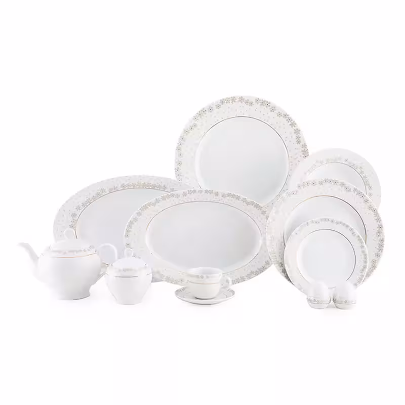 سرویس چینی زرین 12 نفره کامل برایدال طلایی (74 پارچه)