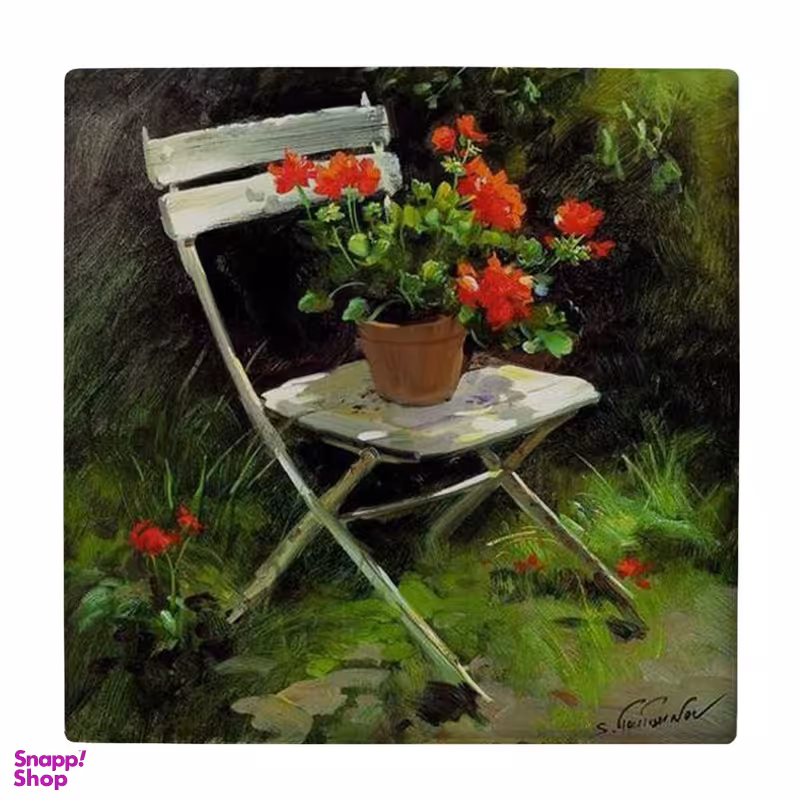 زیر لیوانی طرح صندلی و گلدان شمعدانی کد 3616308_1576