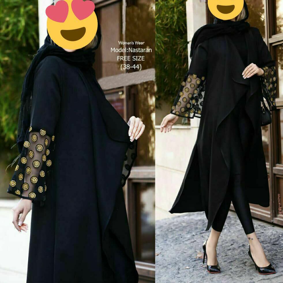 مانتو زنانه مشکی فری سایز