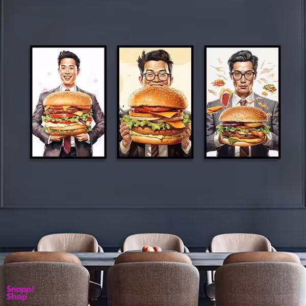 تابلو بکلیت طرح فست فود و همبرگر مدل B-1252 مجموعه 3 عددی