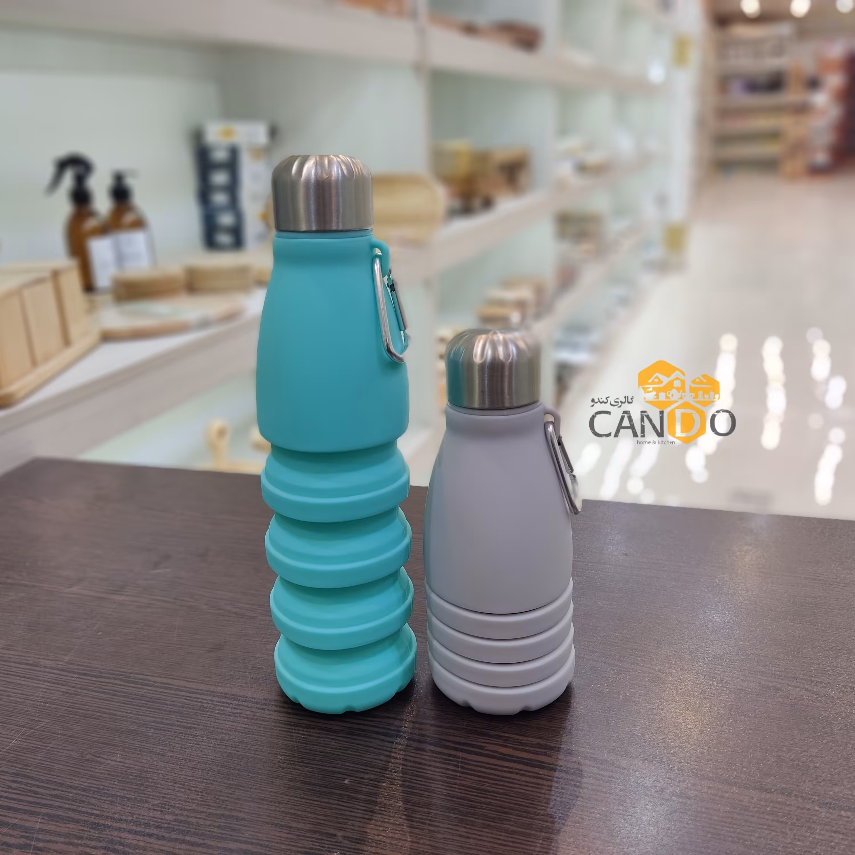 قمقمه سیلیکونی تاشو درب استیل 