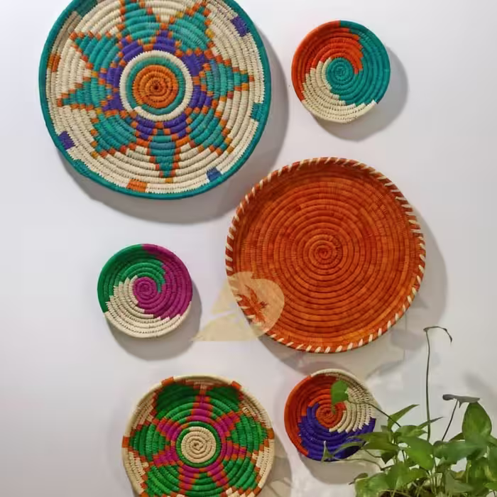 ست کامل دیوارکوب حصیری رنگی زیبا